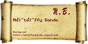 Mátéffy Bende névjegykártya